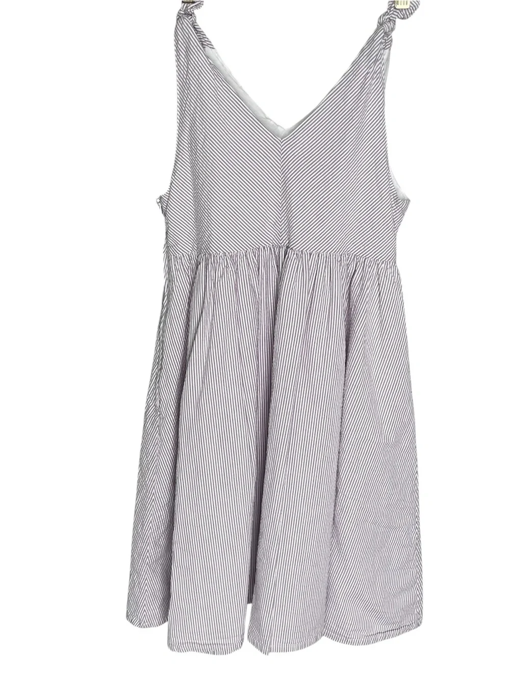 Hope and Henry Striped Tie-Shoulder Kids Dress Lavender White Organic‎ Cotton 10